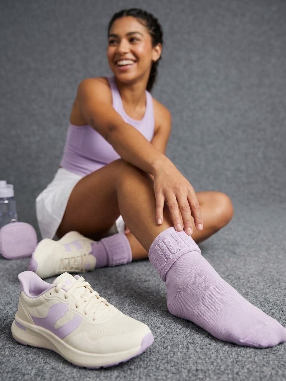 Lululemon Fold-Over Terry Socks XL Lavender Purple Quarter Length NWT